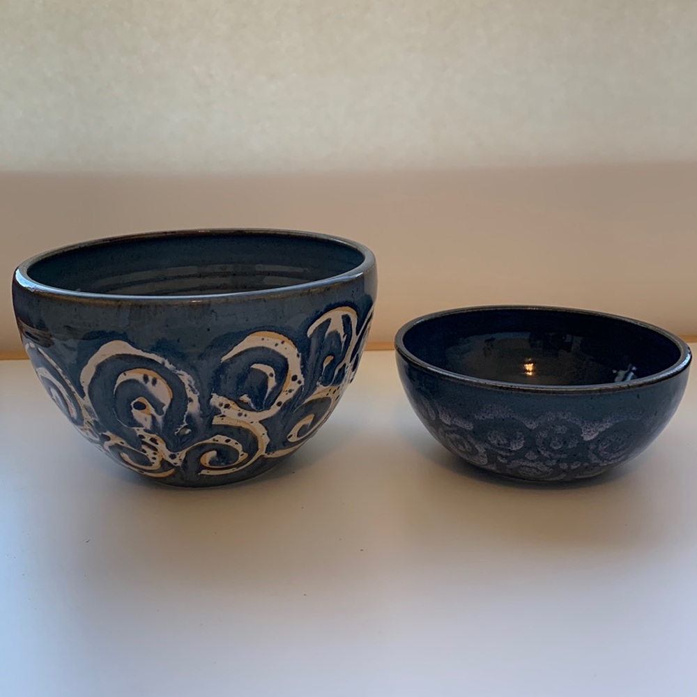 2 Mill Stone Pottery Bowls by Gail Turner